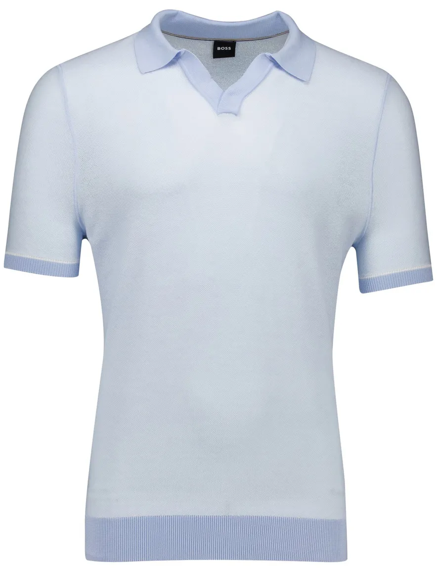 poloshirt korte mouw pique lichtblauw BOSS
