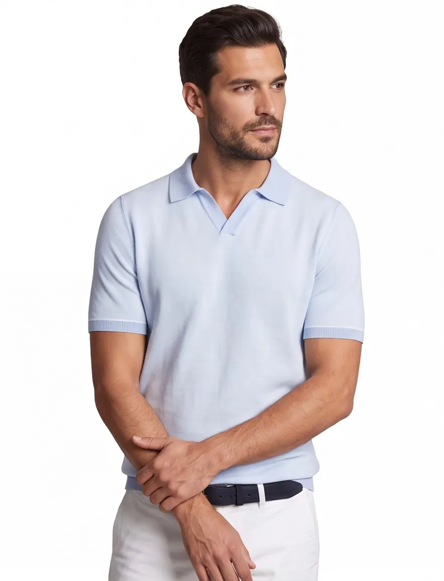 BOSS Black H-Jianluca poloshirt korte mouw lichtblauw pique