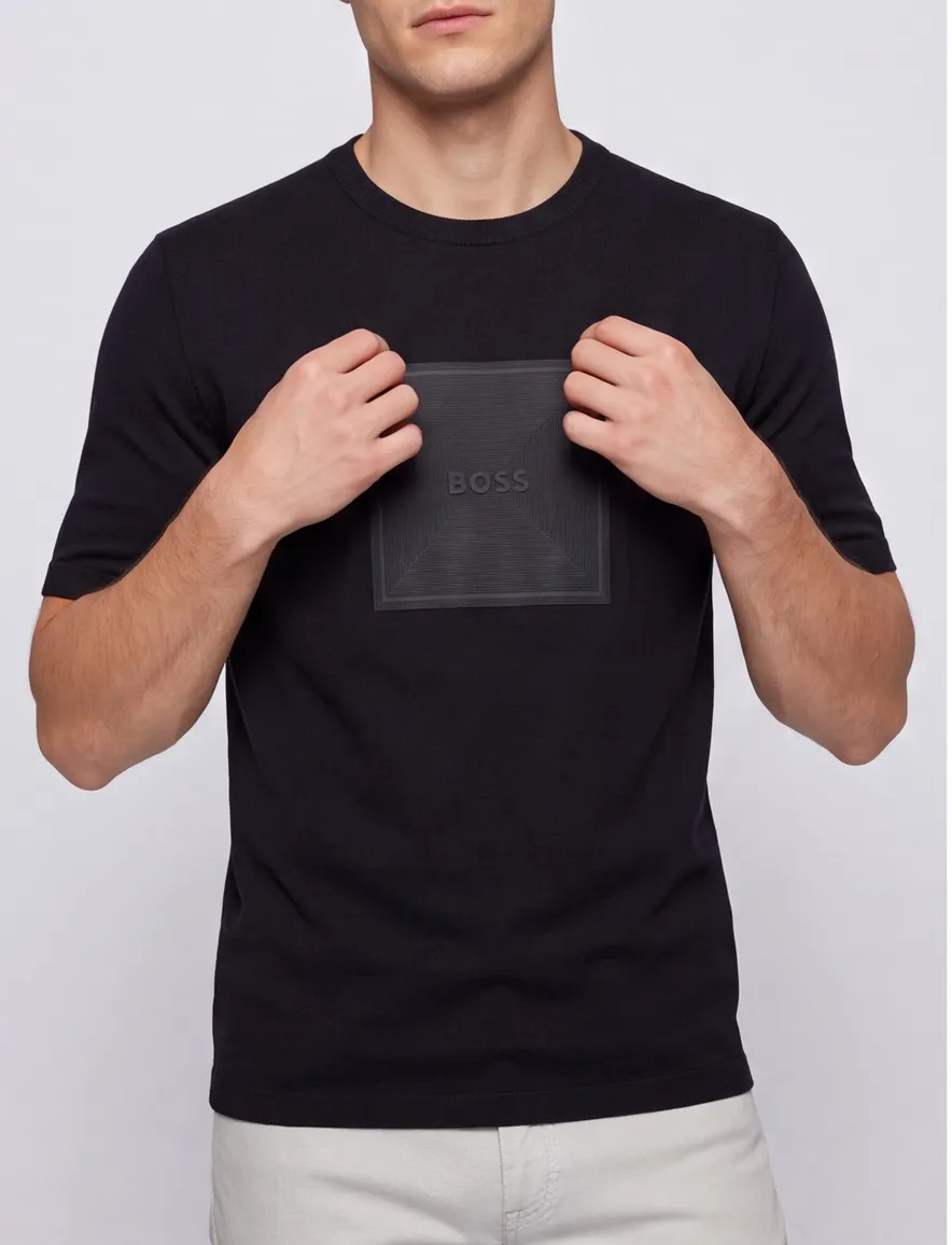 Boss GreenT-shirts donkerblauw Logo Rib
