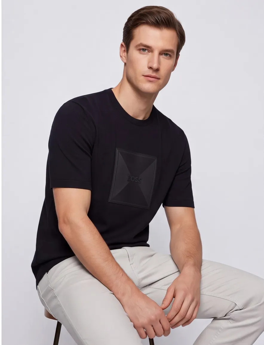 Boss GreenT-shirts donkerblauw Logo Rib