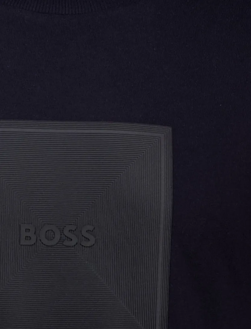 katoenen Boss Green T-shirt donkerblauw Logo Rib normale fit