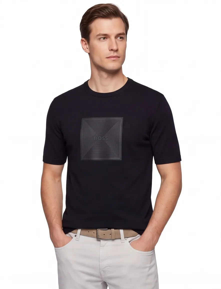 Boss GreenT-shirts donkerblauw Logo Rib