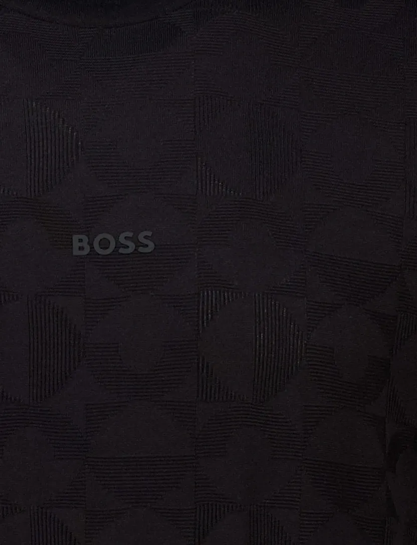 katoenen Boss Green T-shirt effen zwart ronde hals