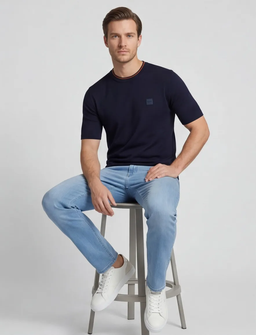 Boss Orange t-shirt Kanache donkerblauw korte mouw