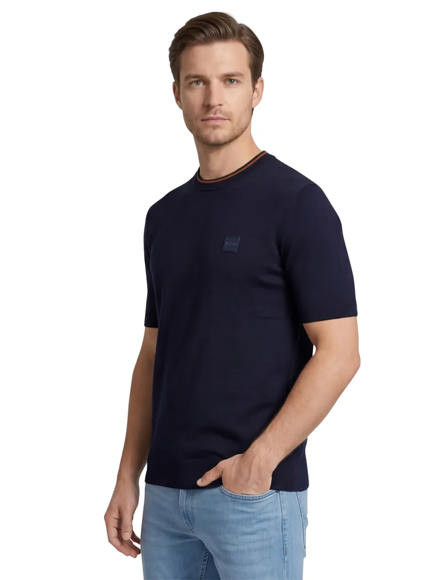 Boss Orange t-shirt Kanache donkerblauw korte mouw