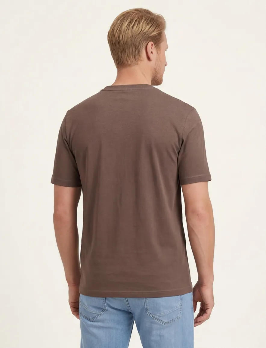 Boss Orange t-shirt bruin met logo ronde hals