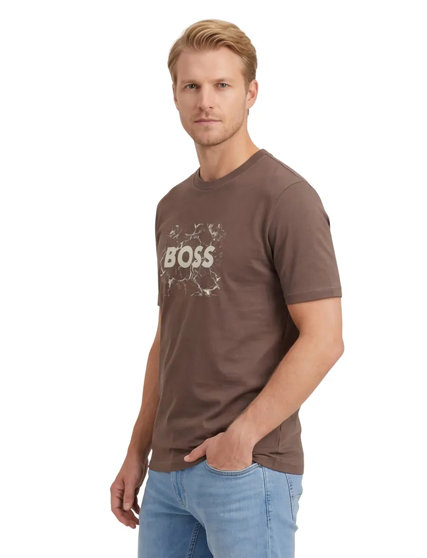 Boss Orange t-shirt bruin met logo katoen