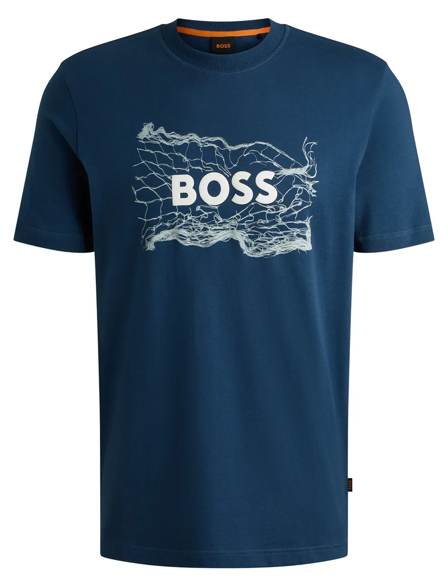 BOSS Green t-shirt blauw geprint
