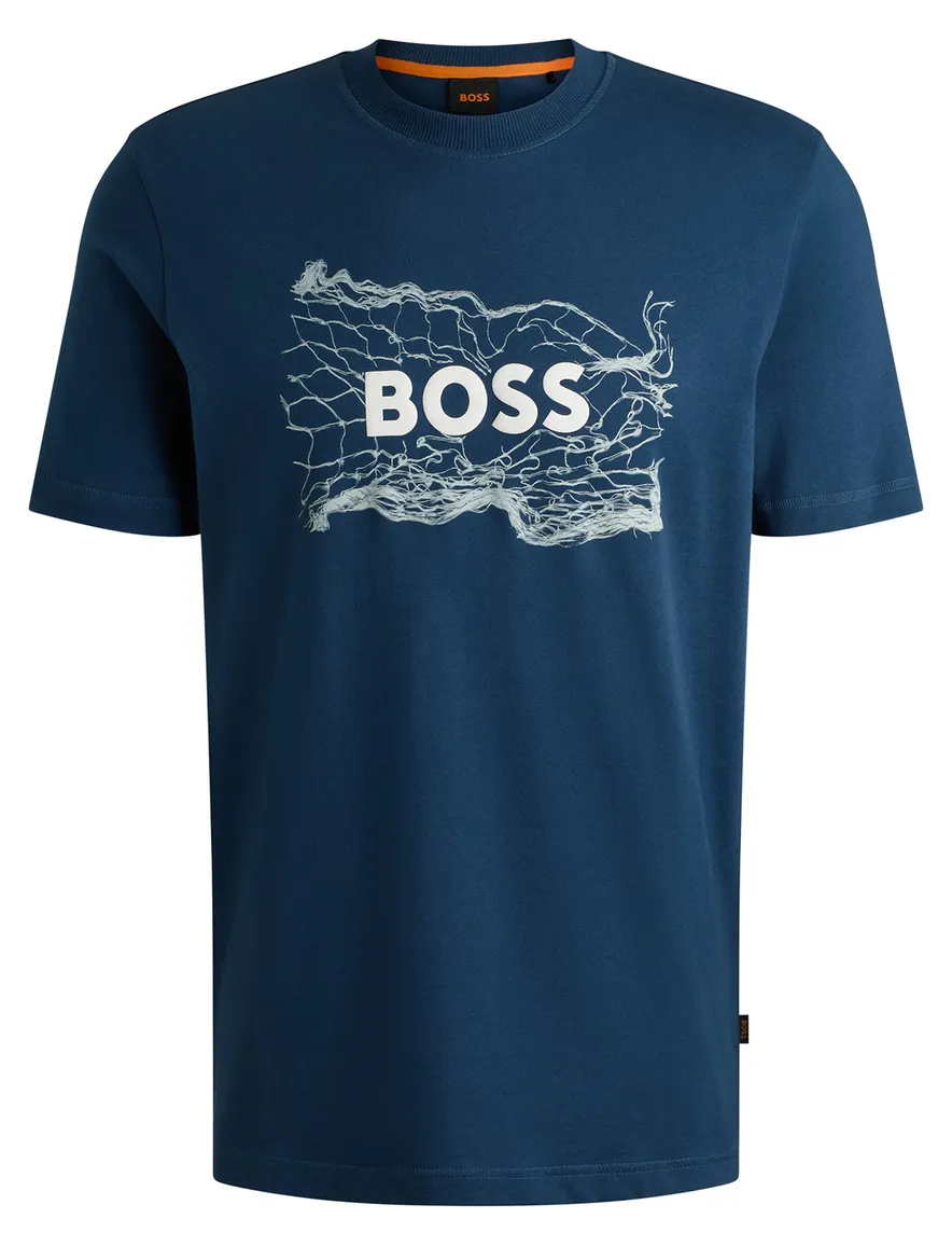 BOSS orange t-shirt blauw geprint
