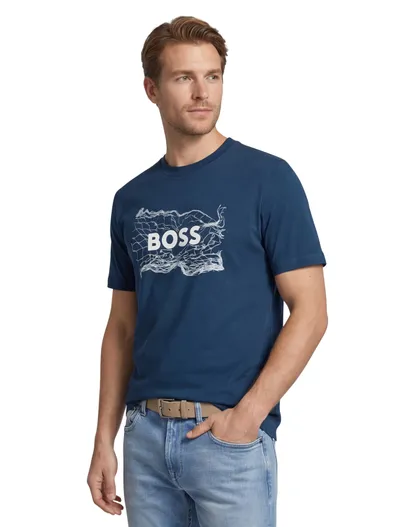 Hugo Boss BOSS Green t-shirt blauw geprint