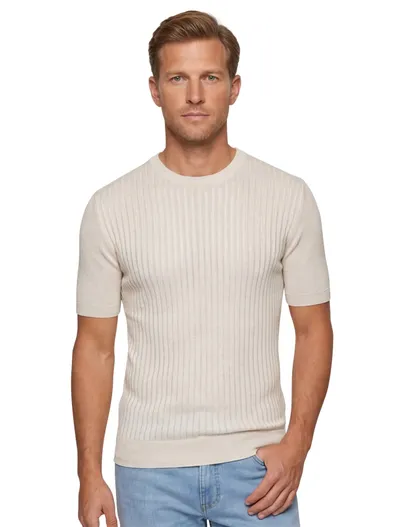 Hugo Boss BOSS orange t-shirt Ajordino creme ronde hals