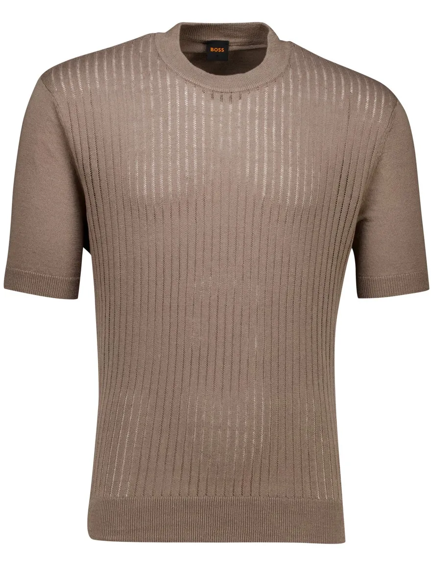 Hugo Boss Ajordino T-shirt bruin met boord