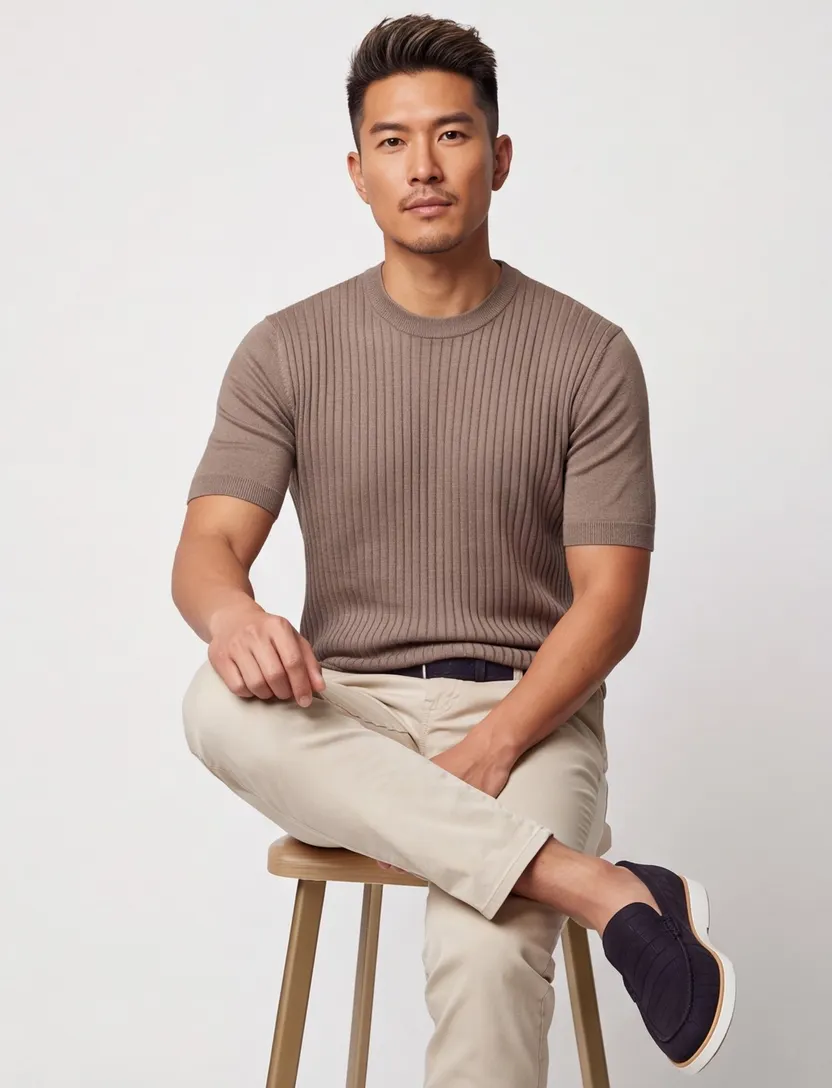bruin Hugo Boss Ajordino T-shirt met boord