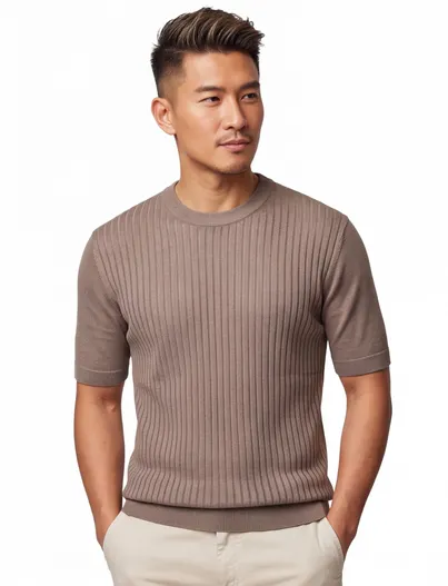 Hugo Boss Hugo Boss Ajordino T-shirt bruin met boord