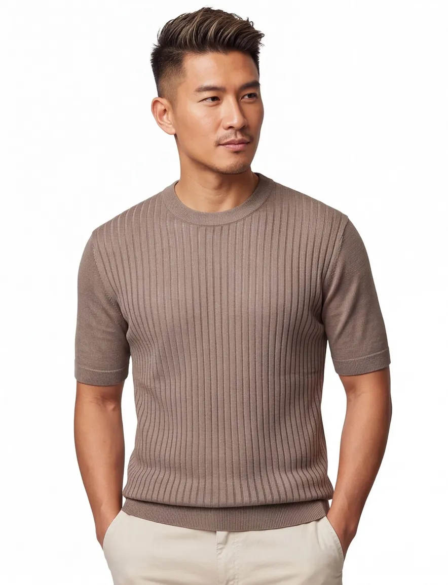Hugo Boss Ajordino T-shirt bruin met boord