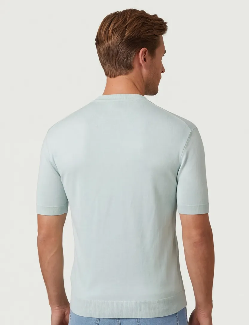 Boss Ajordino korte mouw T-shirt lichtblauw structuur normale fit