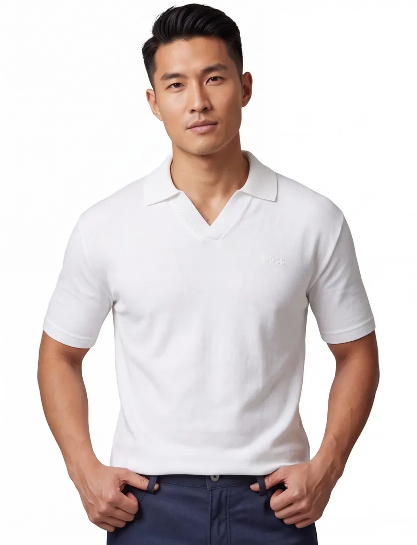 Hugo Boss Orange polo v-hals wit