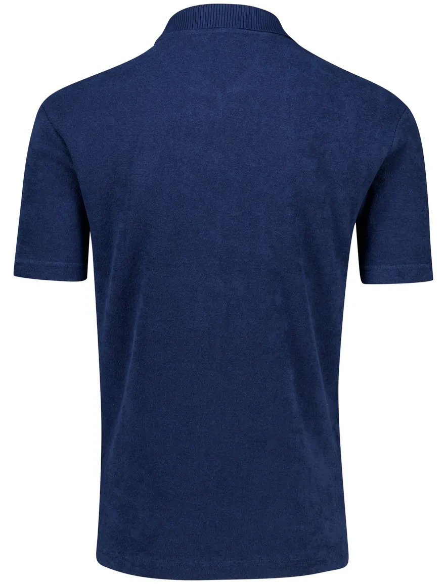 Boss Orange polo v-hals badstof donkerblauw Pe_doubletowel
