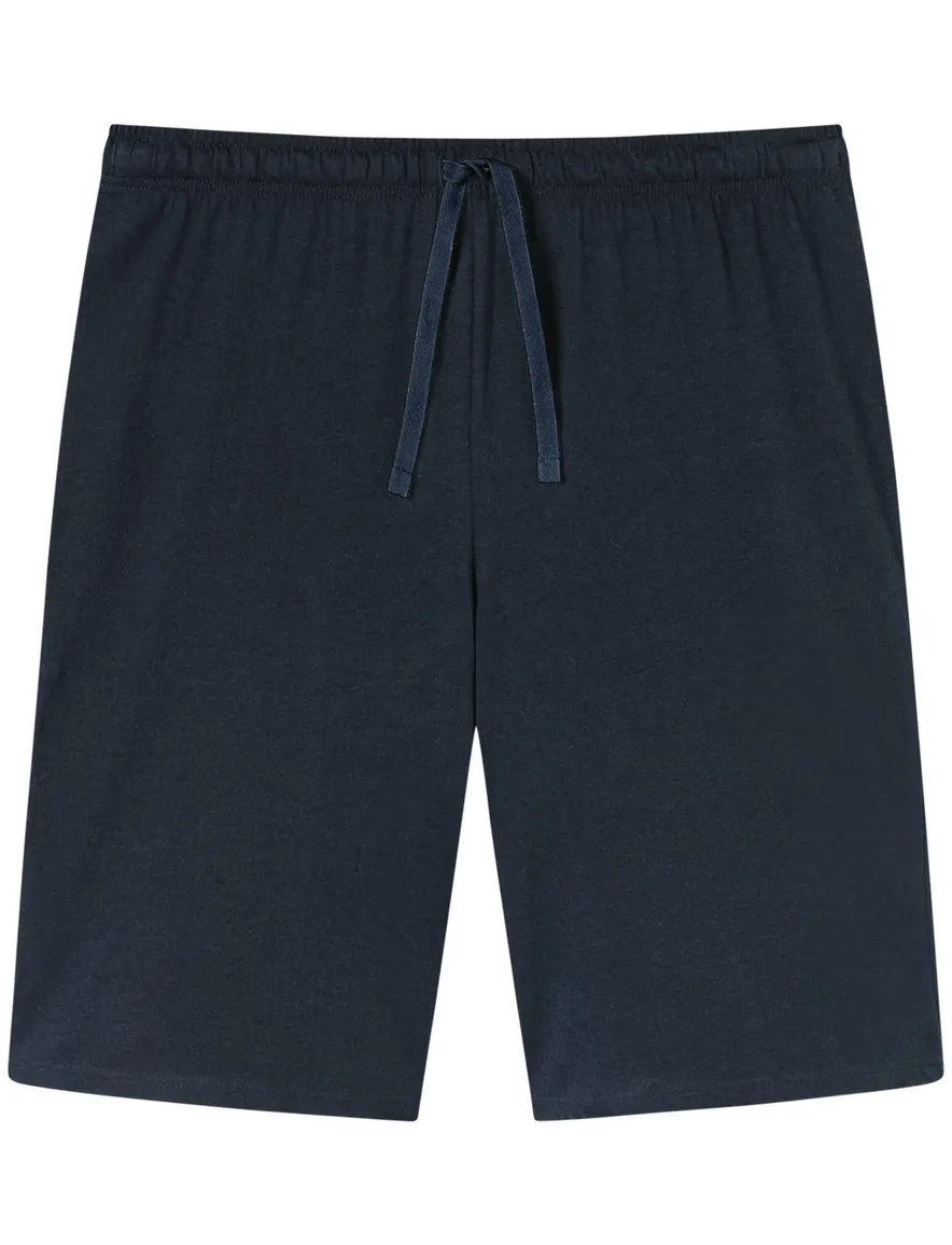 Schiesser heren pyjama kort creme donkerblauw