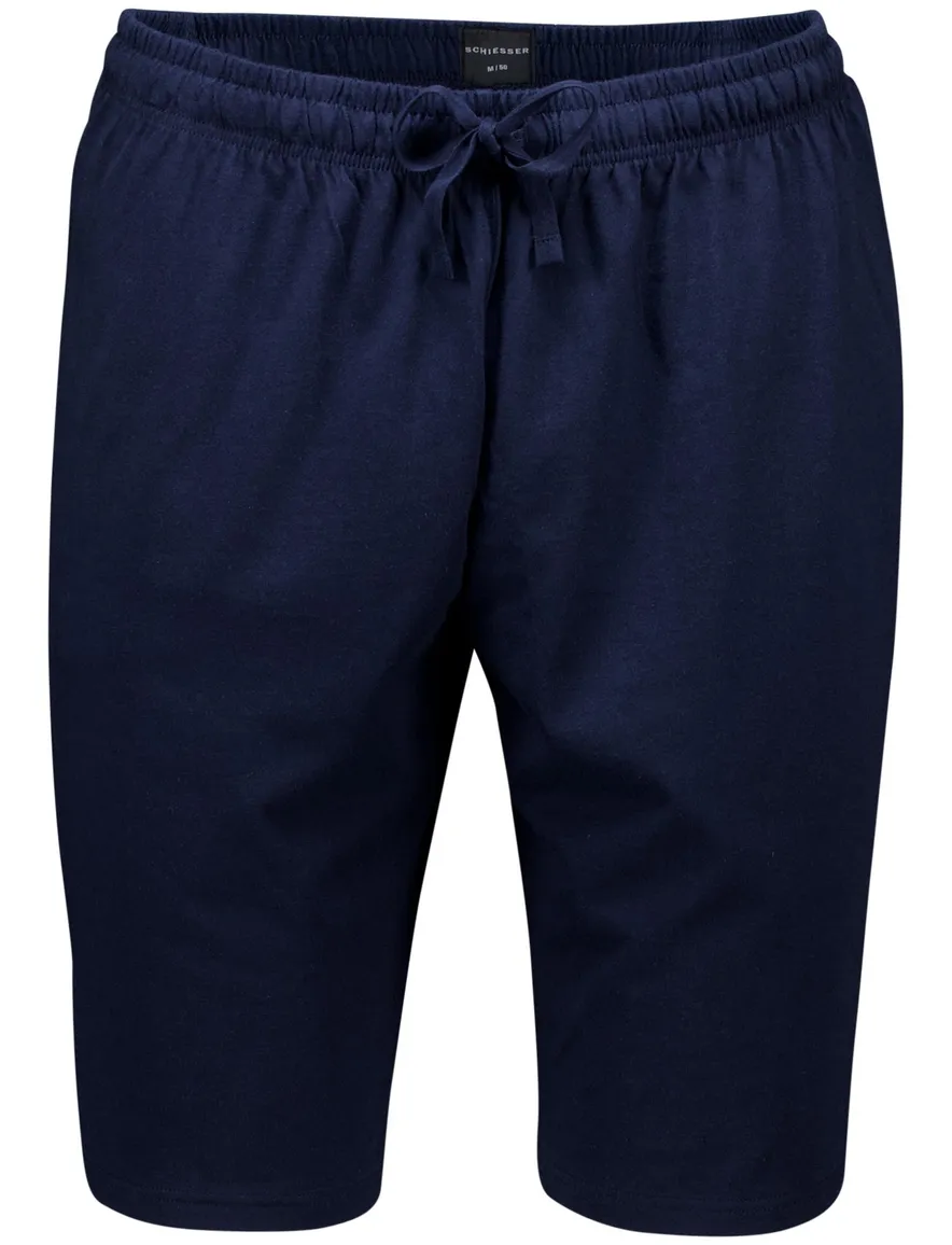 Schiesser heren pyjama kort creme donkerblauw