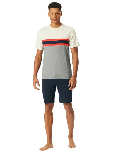 Schiesser Schiesser heren pyjama kort grijs multicolor