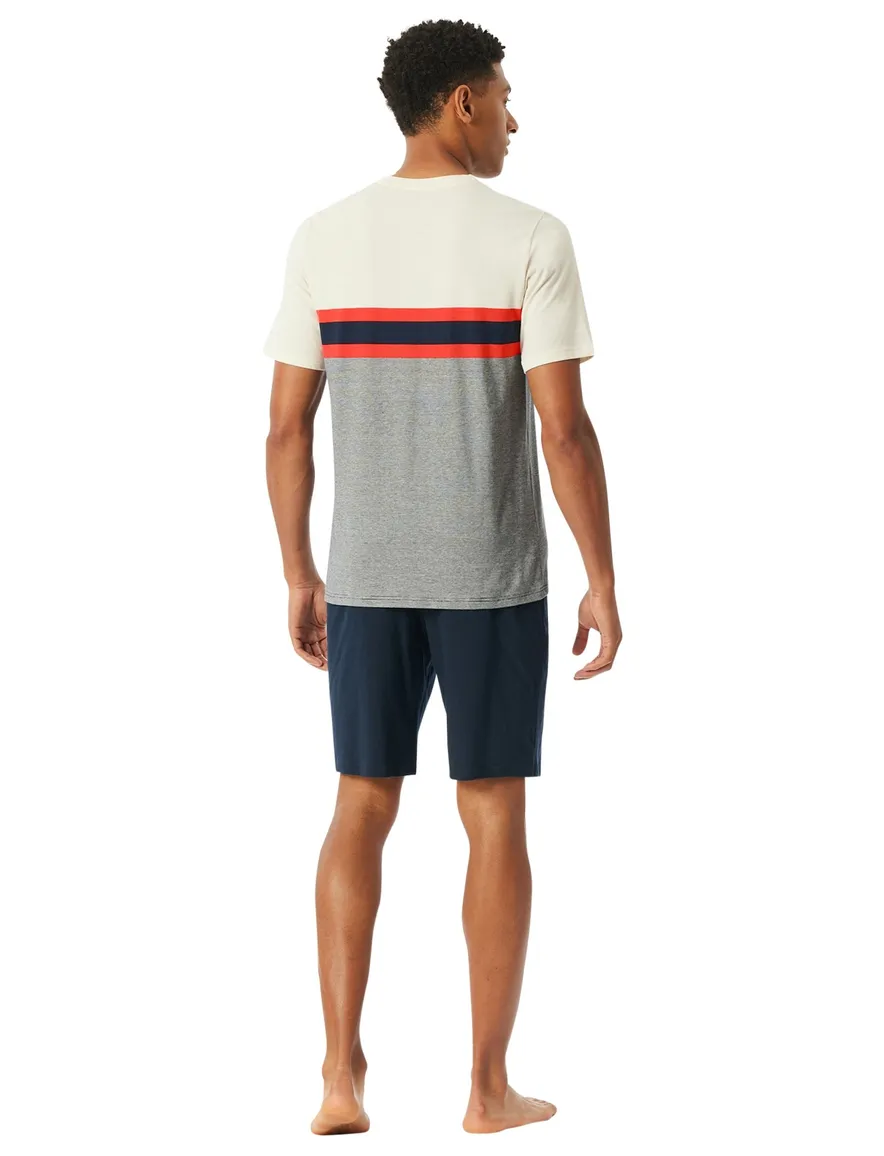 Schiesser heren pyjama kort grijs multicolor