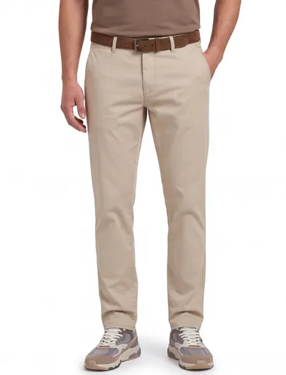 COM4 Com4 pantalon chino beige effen katoen