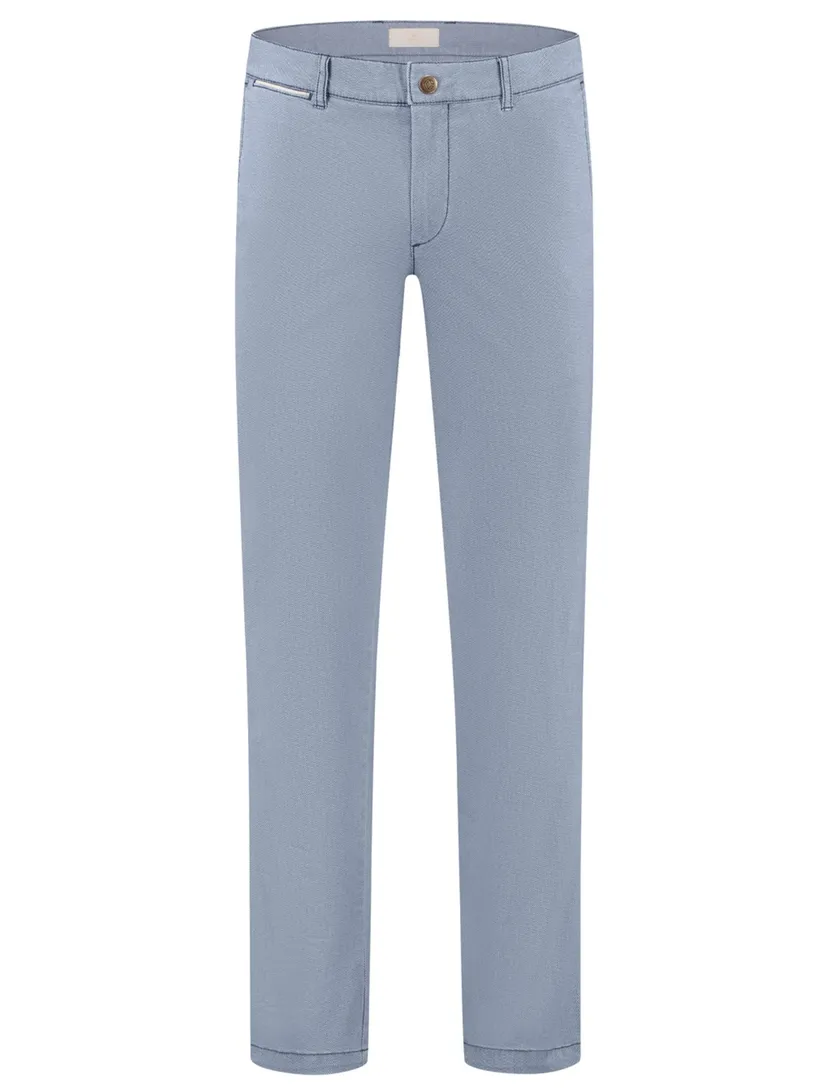 Com4 chino blauw effen katoen