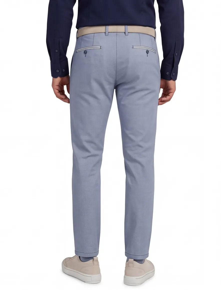 Com4 broek blauw katoen effen