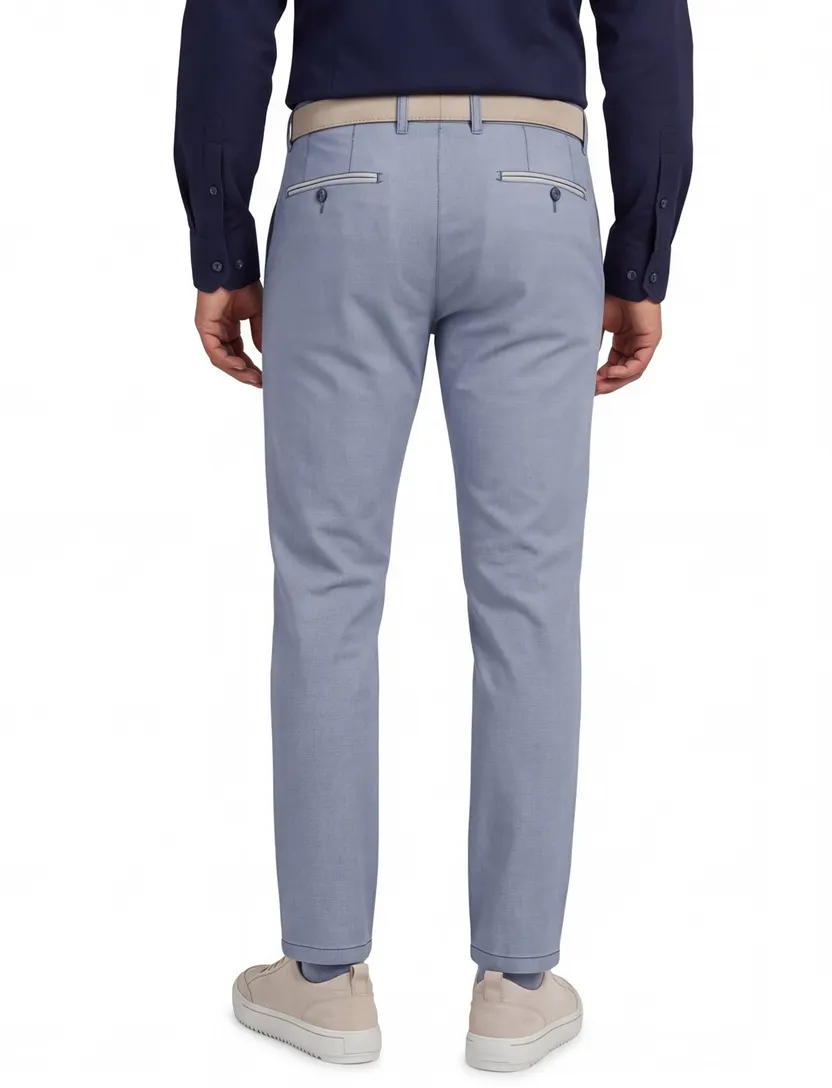 Com4 chino blauw effen katoen