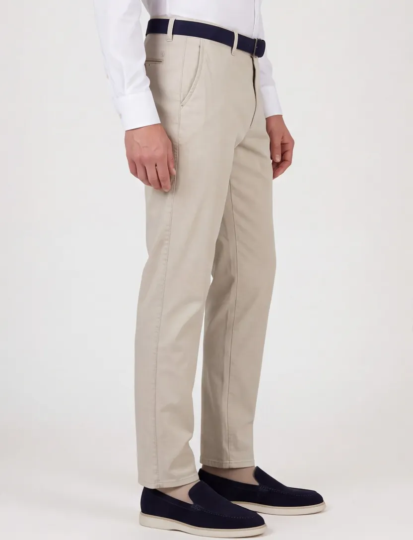 Com4 modern chino collection licht beige katoen pantalon