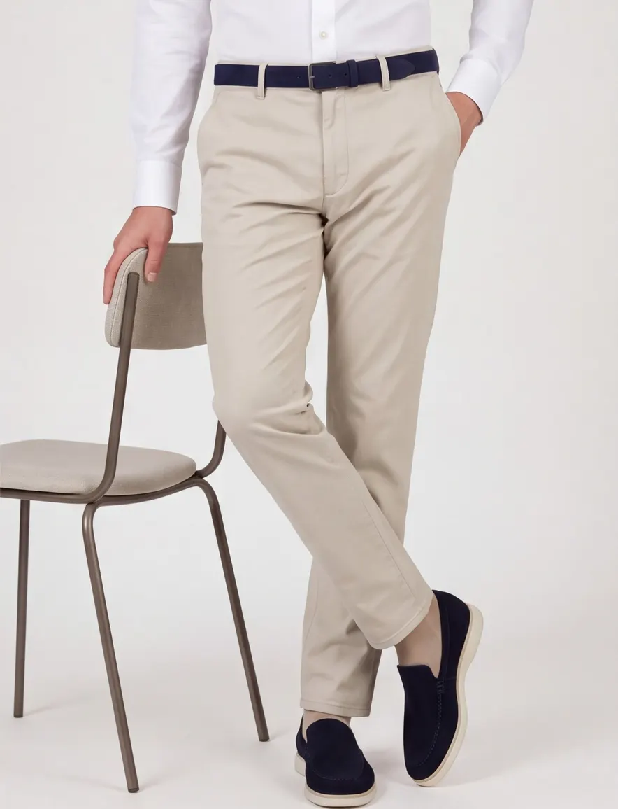 Com4 modern chino collection licht beige katoen