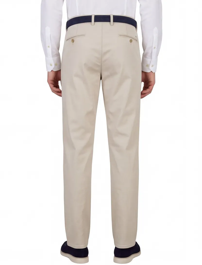 Com4 modern chino collection licht beige katoen pantalon