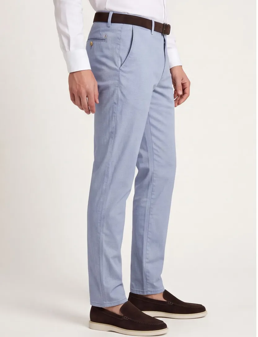 Com4 modern chino lichtblauw katoen