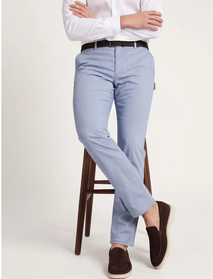 Com4 modern chino lichtblauw katoen