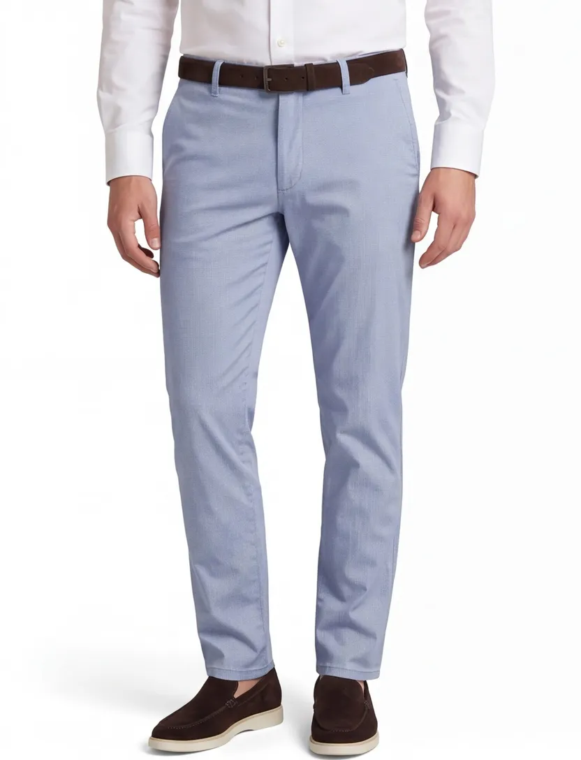 Com4 modern chino lichtblauw katoen