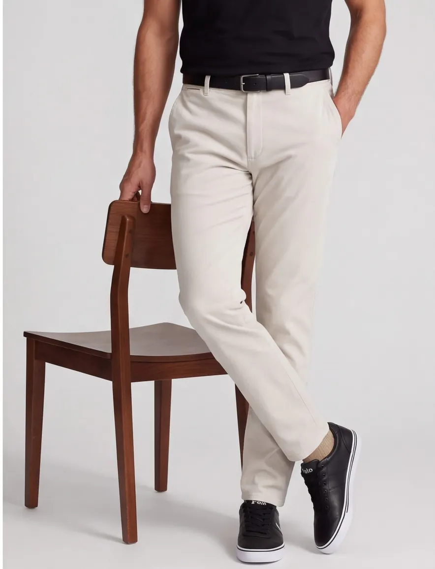 Com4 modern chino collection lichtgrijs katoen effen