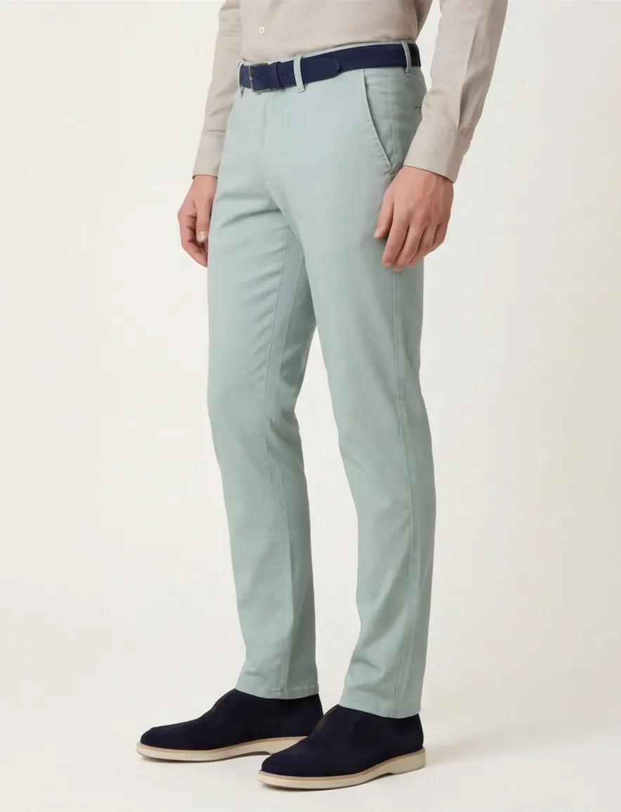 COM4 modern chino groen katoen