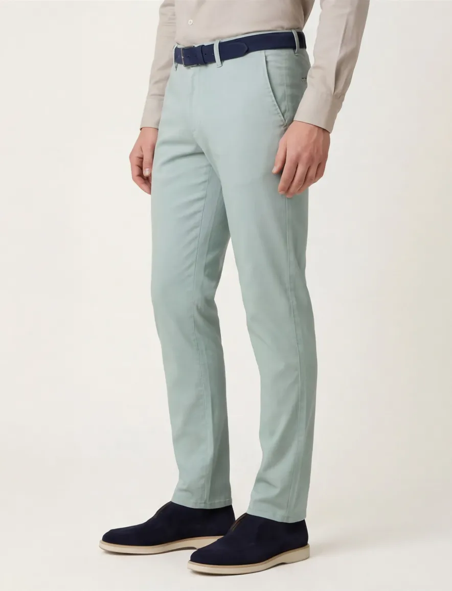 COM4 modern chino turquoise katoen pantalon
