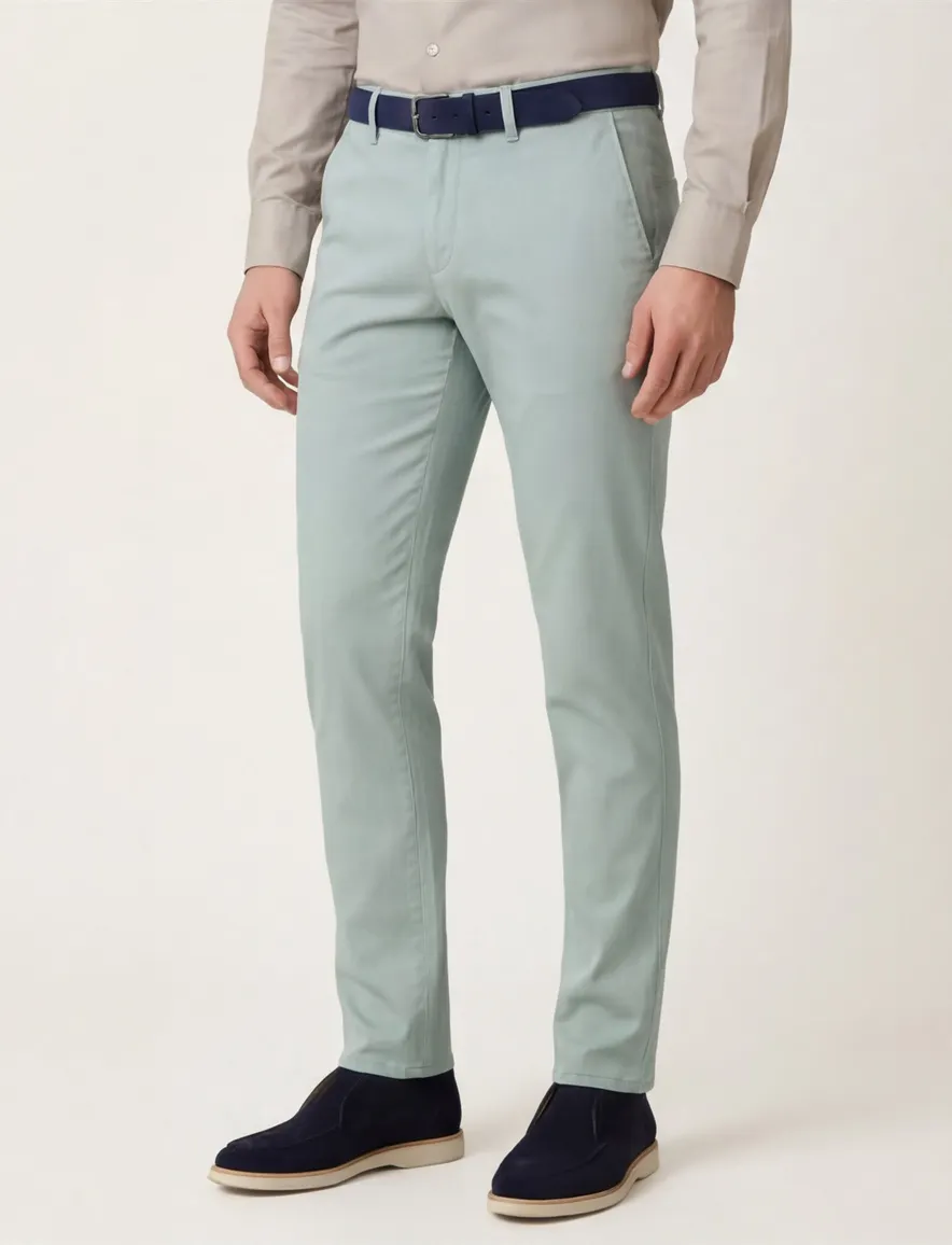 COM4 modern chino groen katoen