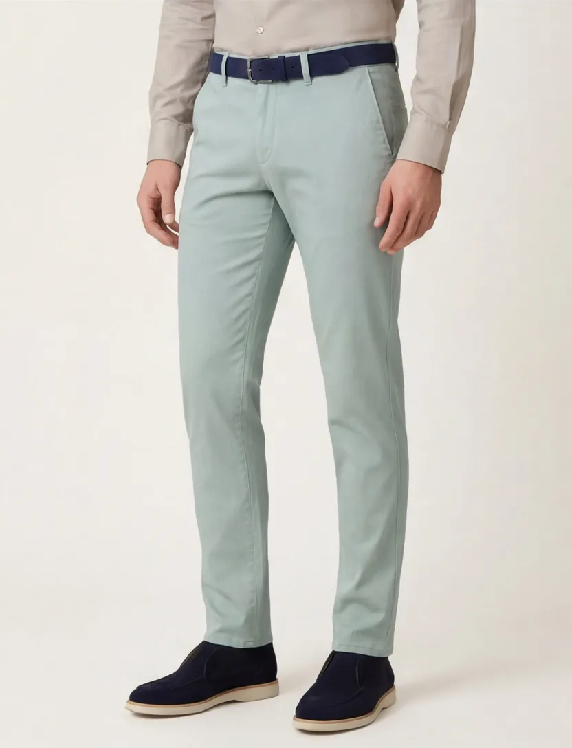 COM4 modern chino turquoise katoen normale fit