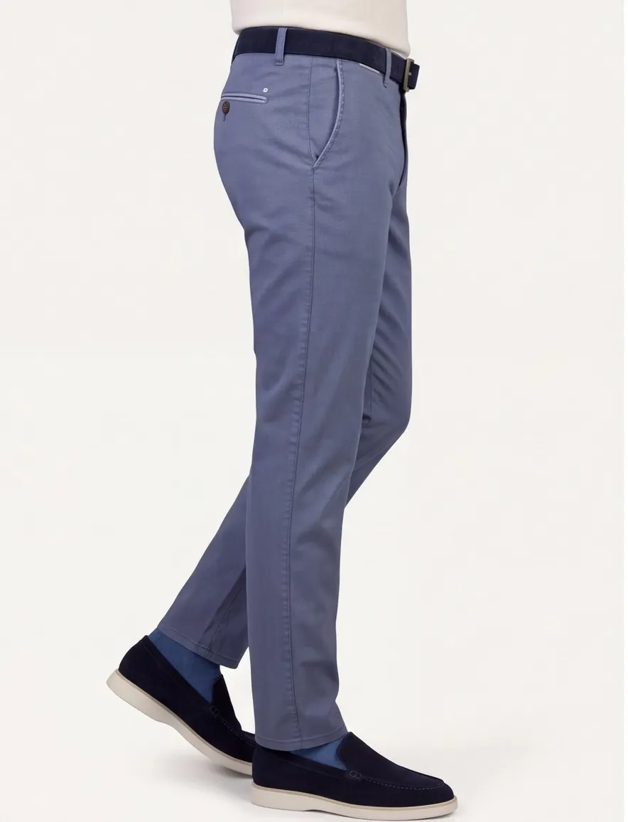 COM4 modern chino blauw katoen pantalon
