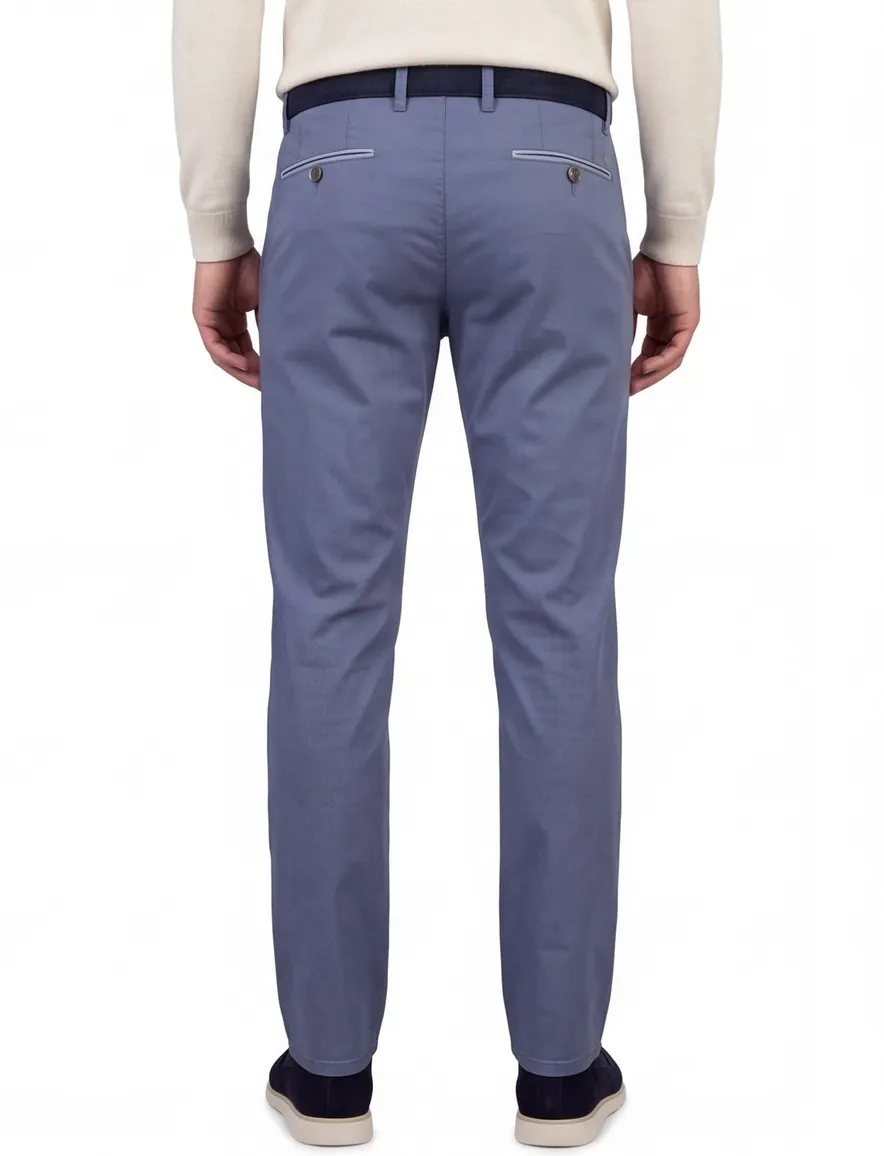 COM4 modern chino blauw katoen pantalon