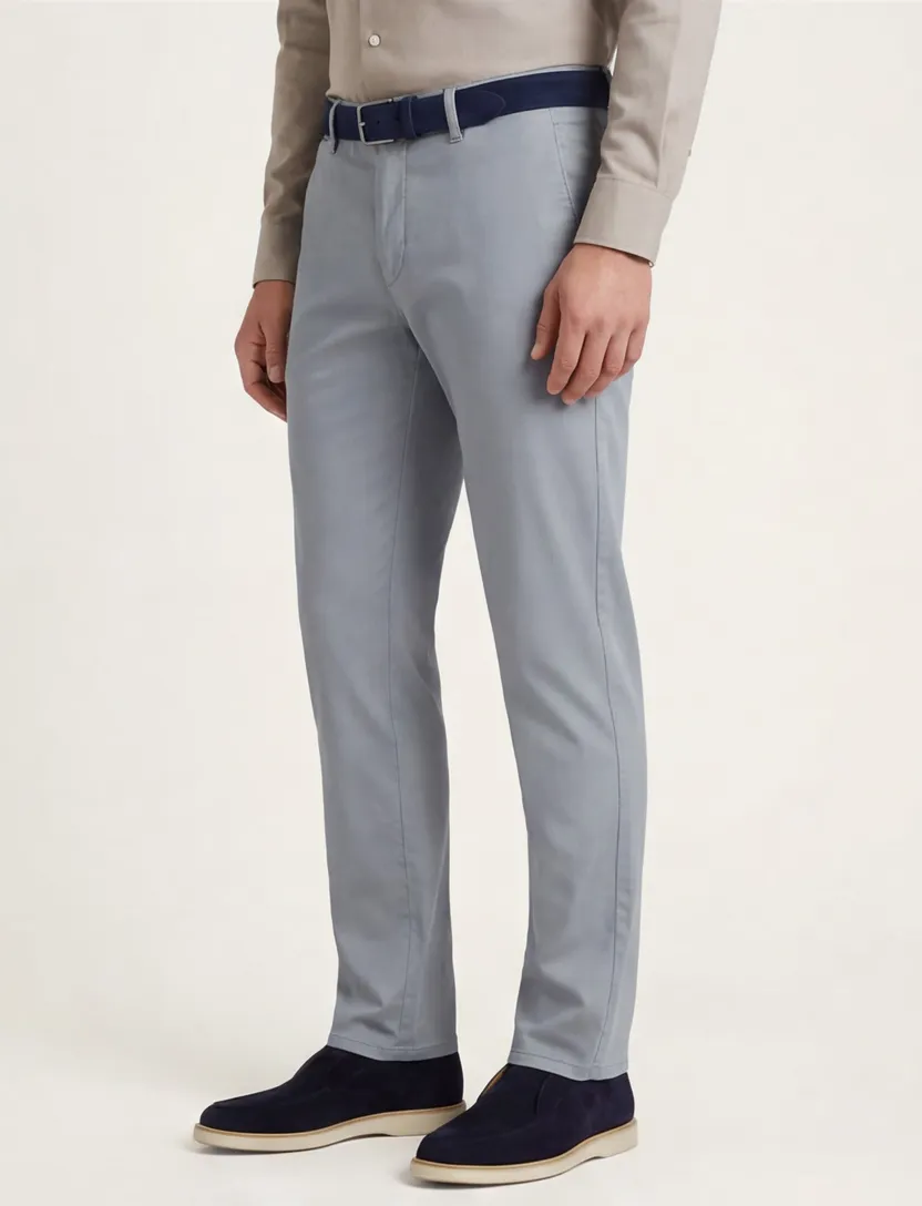 Com4 pantalon lichtblauw katoen