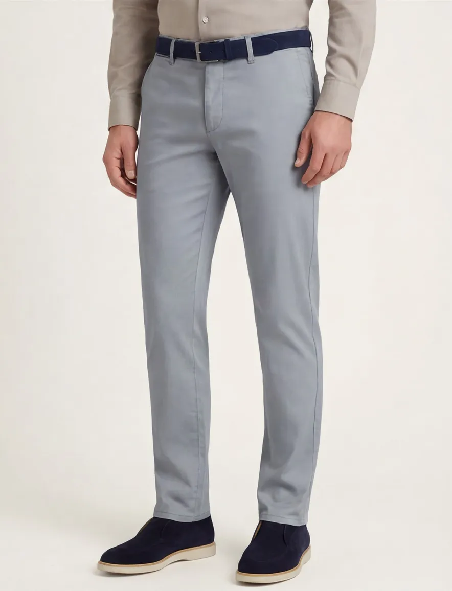 Com4 pantalon lichtblauw katoen