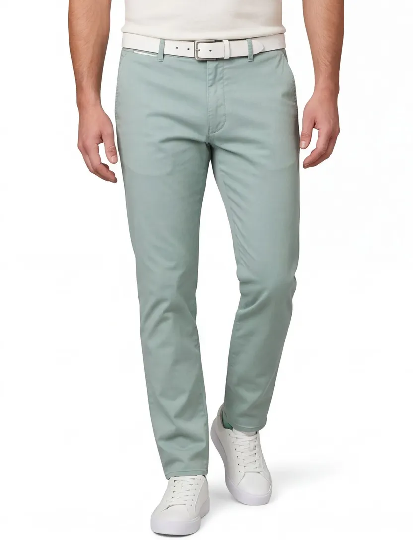 Com4 Modern Chino Collection groen katoen pantalon