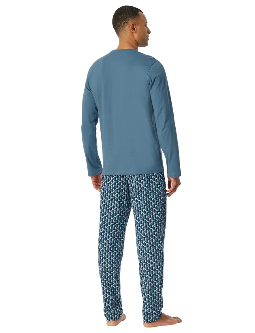 Schiesser pyjama blauw geprint katoen