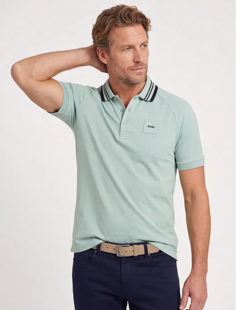 Hugo Boss Green Paddy Rib polo regular fit groen