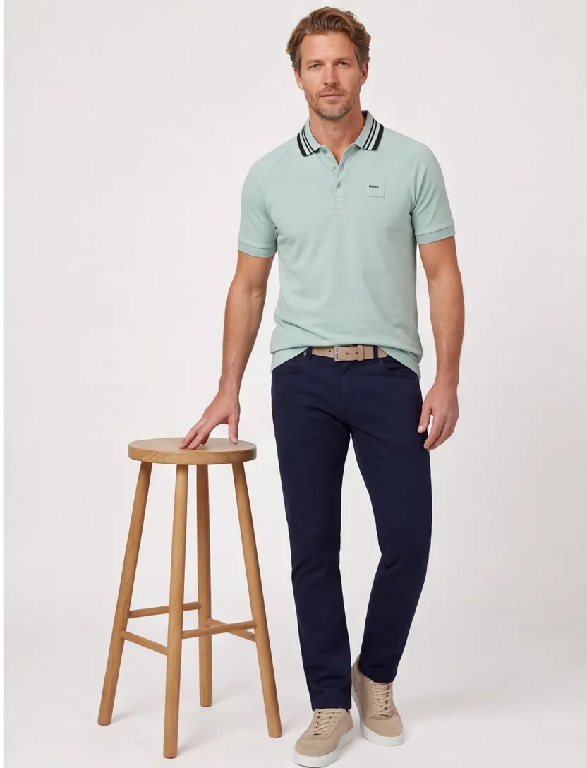 Hugo Boss Green Paddy Rib polo regular fit groen