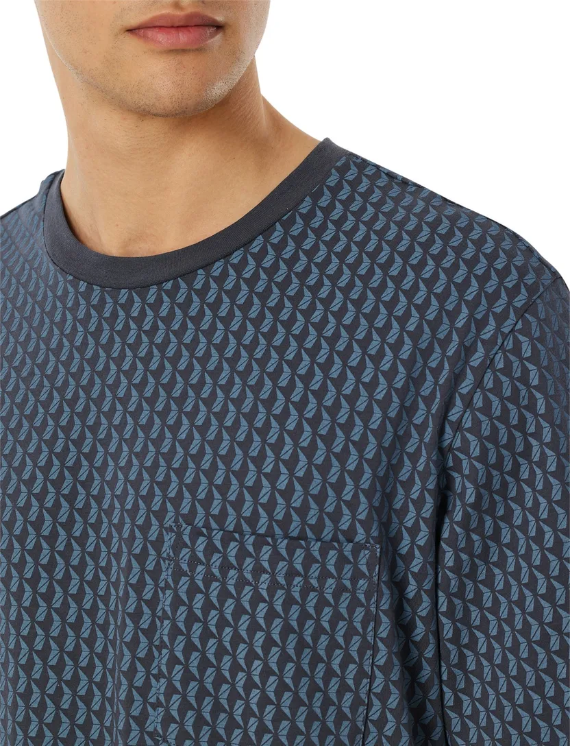 Schiesser shortama blauw-grijs geprint